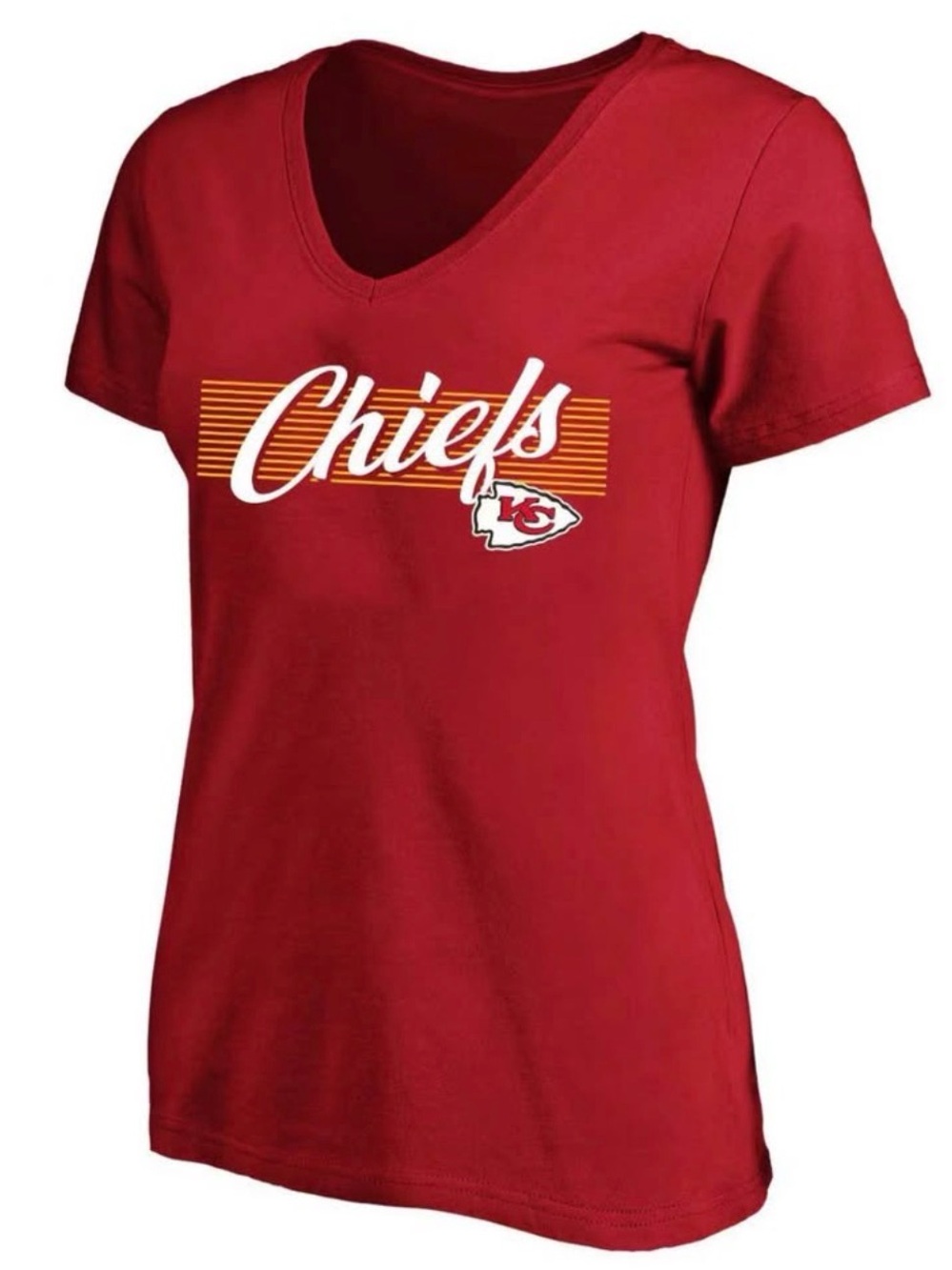 NFL Women's Red V-Neck Chiefs Graphic Tee